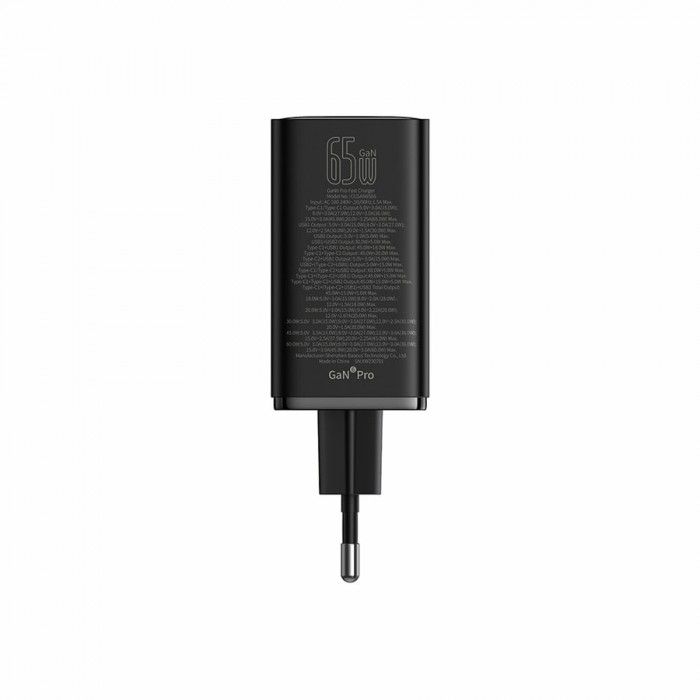 Carregador Gan6 Pro Dual Usb-A/Usb-C 65W Fast Charger Pd 3.0 Preto Carregador Gan6 Pro Dual Usb-A/Usb-C 65W Fast Charger Pd 3.0 Preto