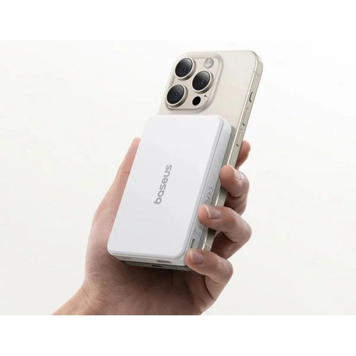 Os-Baseus Airpow Ii Qi2 Magnetic Power Bank 10000Mah 22.5W Moon White Os-Baseus Airpow Ii Qi2 Magnetic Power Bank 10000Mah 22.5W Moon White